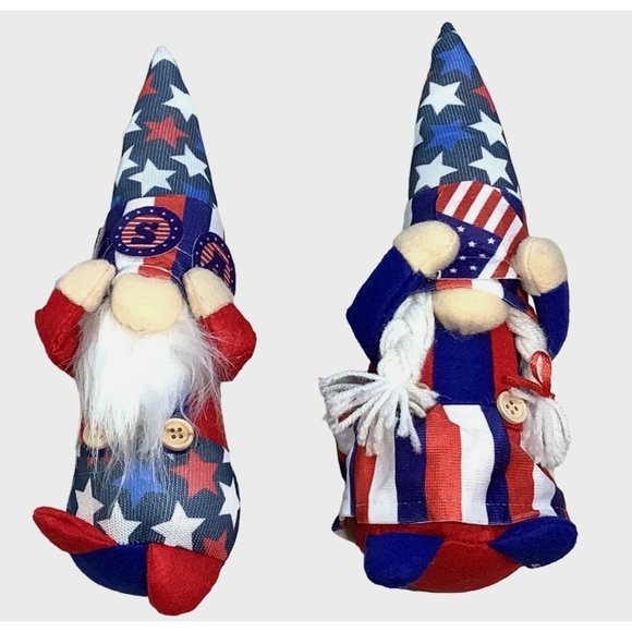 Other - Lot of 2 Patriotic Gnome Plush Decor 4th Of July USA Red White Blue Memorial Day